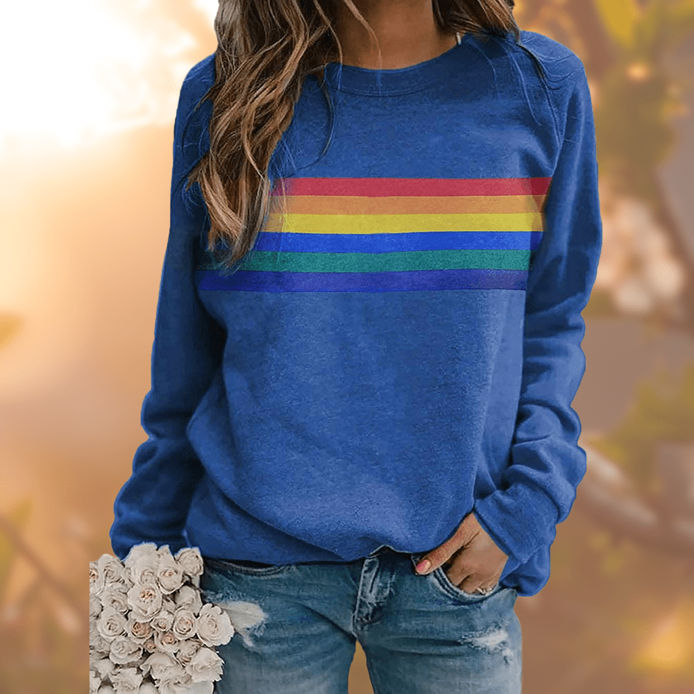 Women Sweatshirt | Crew Neck Pullover with Long Sleeves - Evergreen Outfits- Sweaters