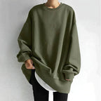 Women Sweatshirt | Oversized Crew Neck Long Sleeve Plus Size - Evergreen Outfits- Sweaters