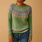 Women Sweatshirt | Relaxed Fit Crew Neck with Ribbed Hem - Evergreen Outfits- Sweaters