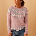 Women Sweatshirt | Relaxed Fit Crew Neck with Ribbed Hem - Evergreen Outfits- Sweaters