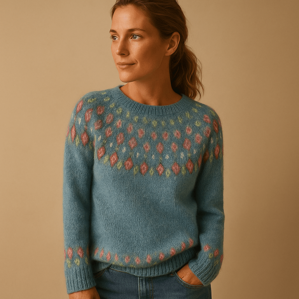Women Sweatshirt | Relaxed Fit Crew Neck with Ribbed Hem - Evergreen Outfits- Sweaters