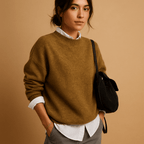 Women Sweatshirt | Ribbed Crew Neck Fitted Knit Design - Evergreen Outfits- Sweaters