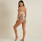 Women Swimsuit Ribbed Cut Out Crossed Waistband Front - Evergreen Outfits - Women Swimwear