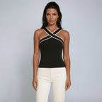 Women Tank Top Halter Neck Cross Strap Back Design - Evergreen Outfits - Women Top