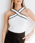 Women Tank Top Halter Neck Cross Strap Back Design - Evergreen Outfits - Women Top