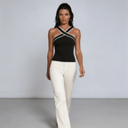 Women Tank Top Halter Neck Cross Strap Back Design - Evergreen Outfits - Women Top