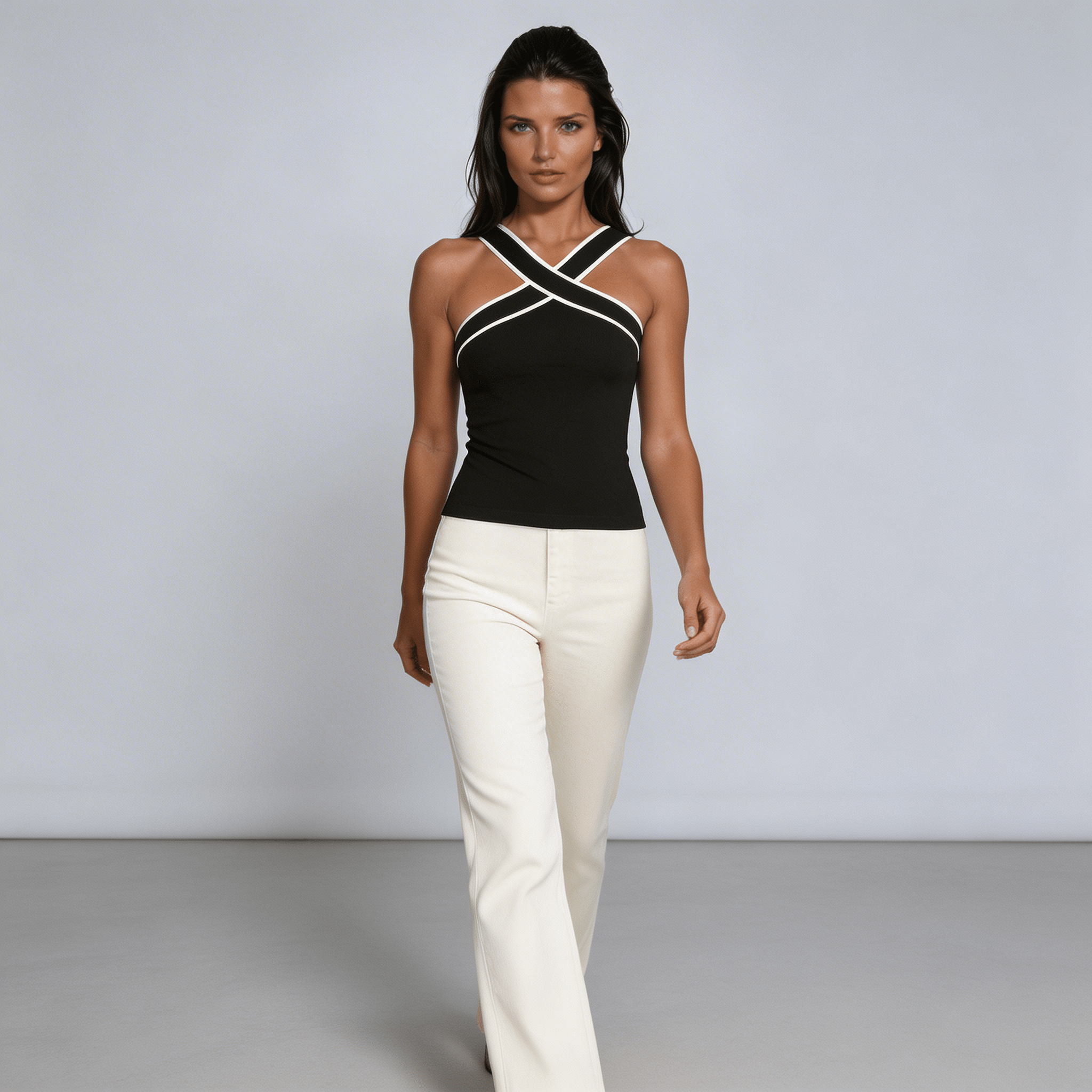 Women Tank Top Halter Neck Cross Strap Back Design - Evergreen Outfits - Women Top