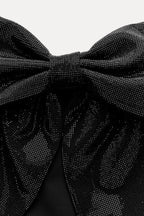 Women Top Cropped Length Bow Detail Sparkled Design - Evergreen Outfits - Women Top