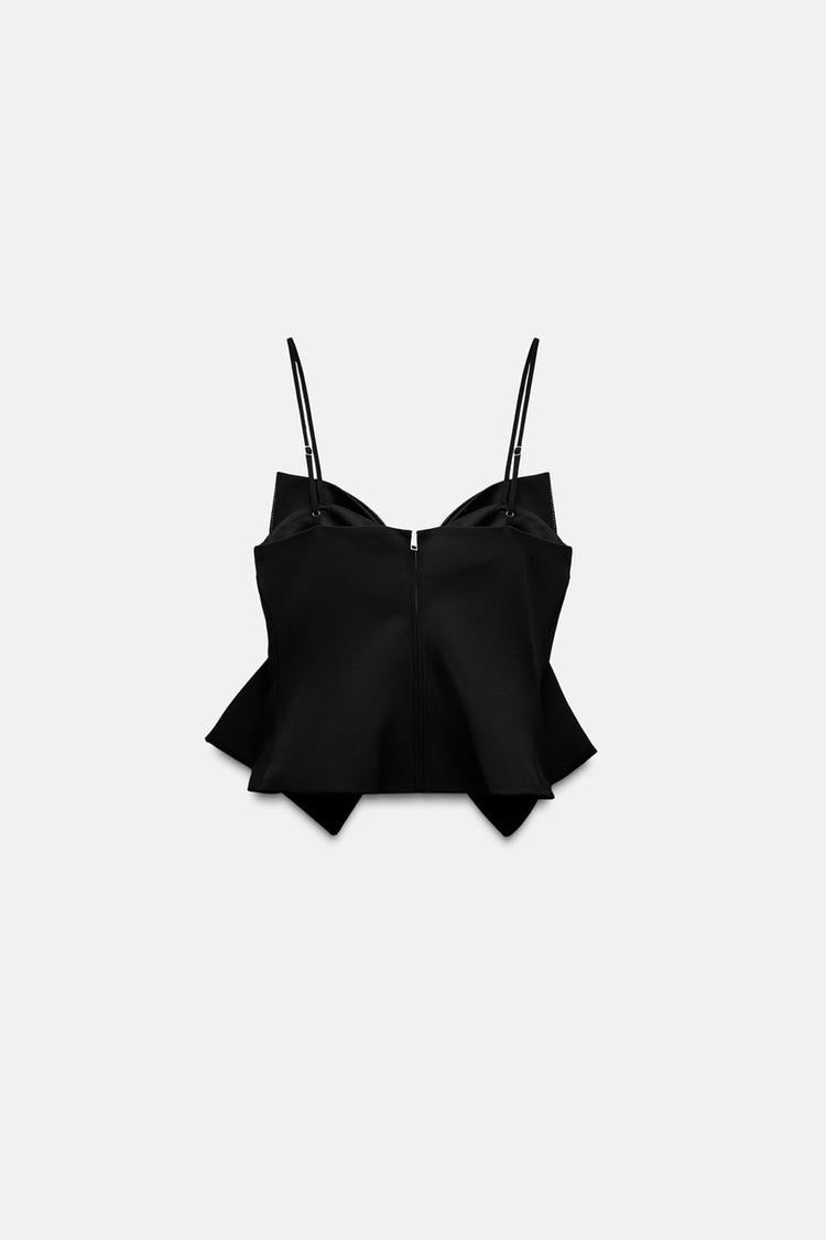 Women Top Cropped Length Bow Detail Sparkled Design - Evergreen Outfits - Women Top