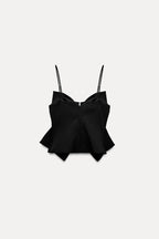 Women Top Cropped Length Bow Detail Sparkled Design - Evergreen Outfits - Women Top