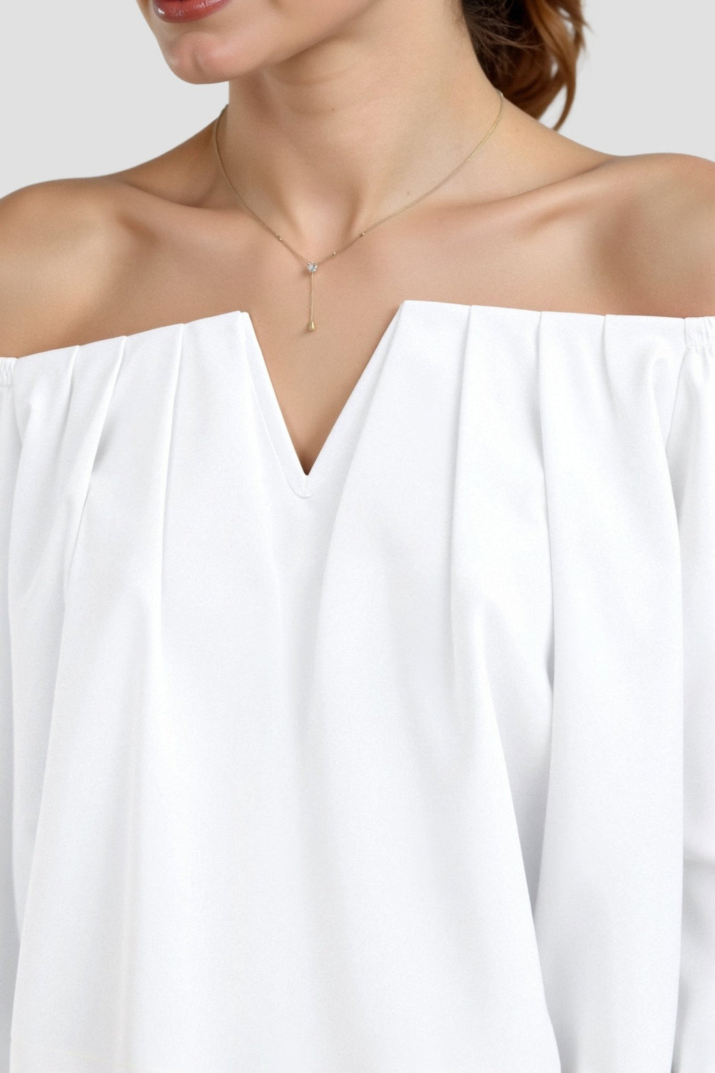 Women Top Off Shoulder V Neck Half Sleeve Loose Fit - Evergreen Outfits - Women Top