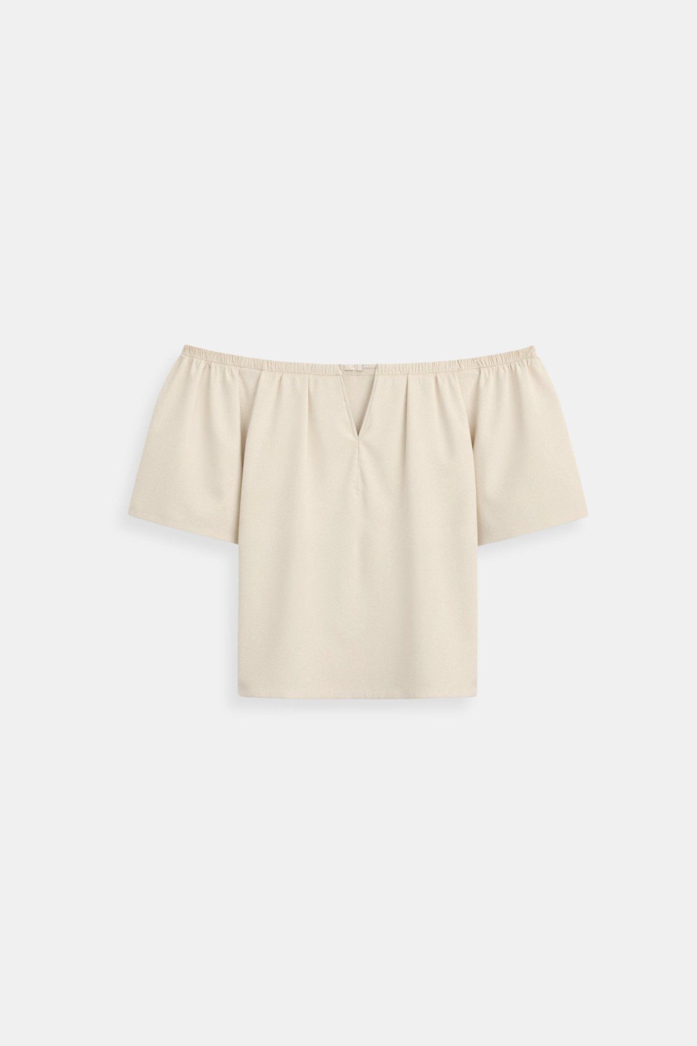 Women Top Off Shoulder V Neck Half Sleeve Loose Fit - Evergreen Outfits - Women Top