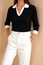 Women Top Textured Long Sleeve Design Casual Fit - Evergreen Outfits - Women Poloshirt