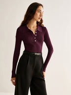 Women Top Textured Long Sleeve Design Casual Fit - Evergreen Outfits - Women Poloshirt