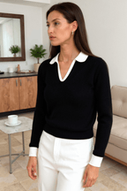Women Top Textured Long Sleeve Design Casual Fit - Evergreen Outfits - Women Poloshirt