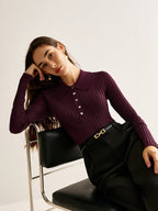 Women Top Textured Long Sleeve Design Casual Fit - Evergreen Outfits - Women Poloshirt