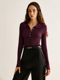 Women Top Textured Long Sleeve Design Casual Fit - Evergreen Outfits - Women Poloshirt
