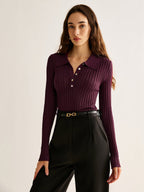 Women Top Textured Long Sleeve Design Casual Fit - Evergreen Outfits - Women Poloshirt