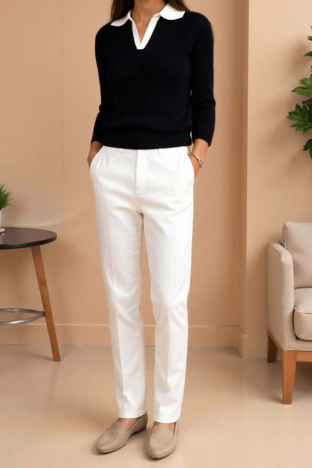 Women Top Textured Long Sleeve Design Casual Fit - Evergreen Outfits - Women Poloshirt