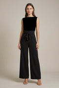 Women Trousers | High Paperbag Waist with Self-Tie Bow Belt - Evergreen Outfits- Trousers