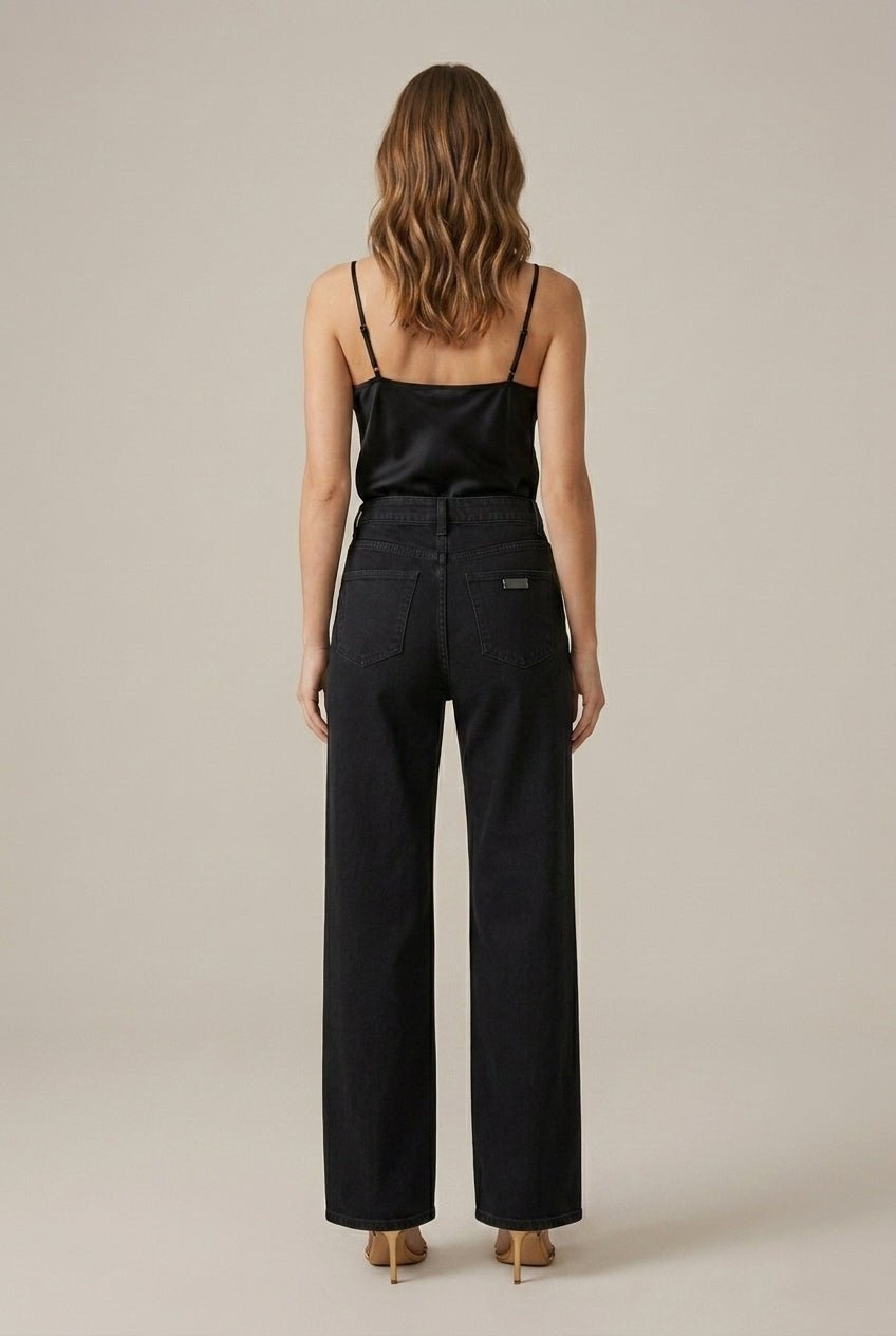 Women Trousers | High-Waist Wide-Leg Fit with Five Pockets - Evergreen Outfits- Trousers