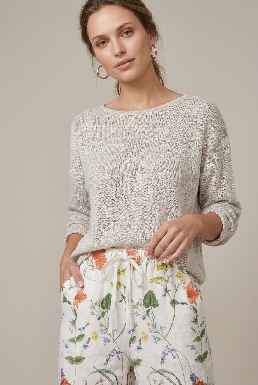 Women Trousers | Wide Leg Cropped Relaxed Fit with Drawstring - Evergreen Outfits- Trousers
