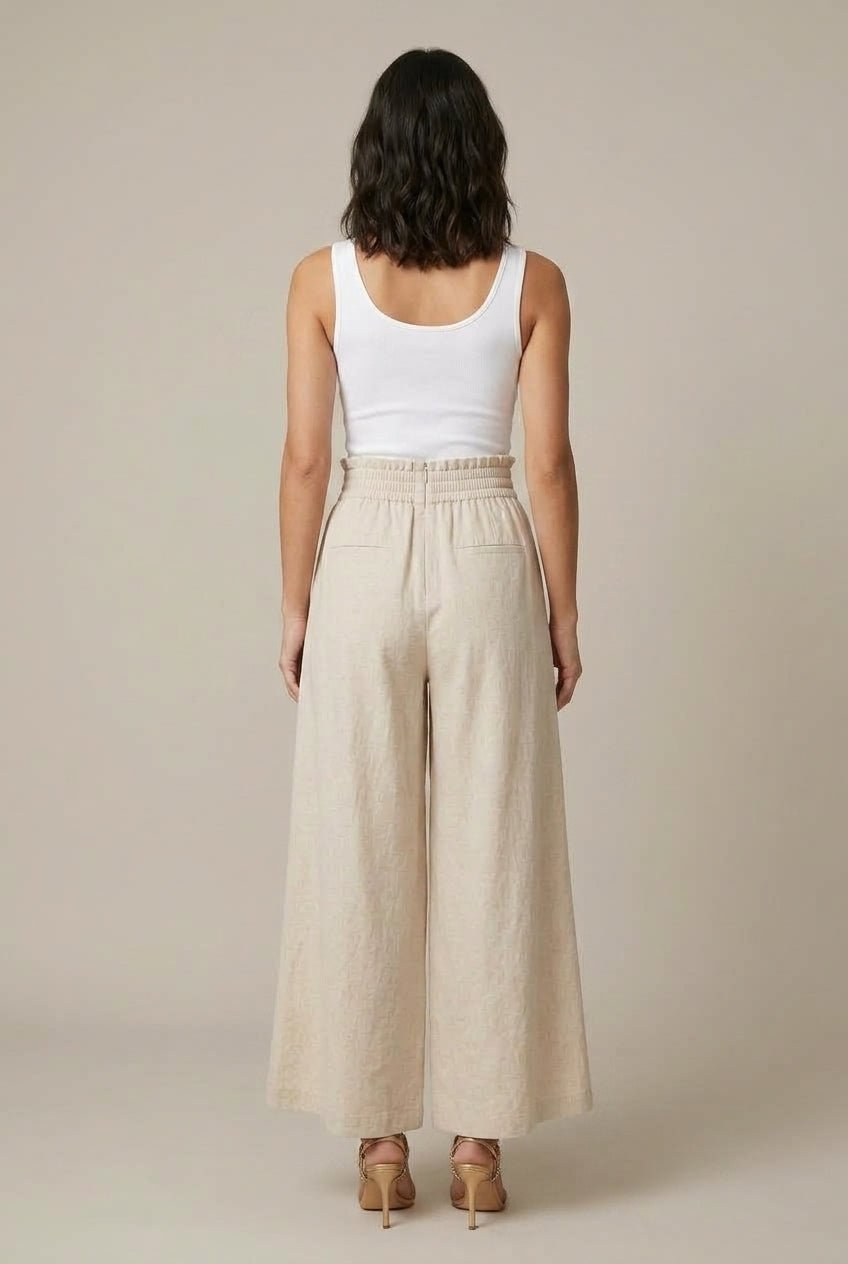 Women Trousers | Wide-Leg Palazzo with Drawstring Waist - Evergreen Outfits- Trousers