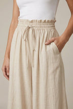 Women Trousers | Wide-Leg Palazzo with Drawstring Waist - Evergreen Outfits- Trousers