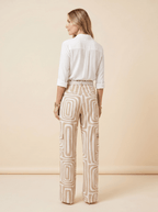 Women Two Piece Set Relaxed Top Elastic Waist Trousers - Evergreen Outfits - Women Set