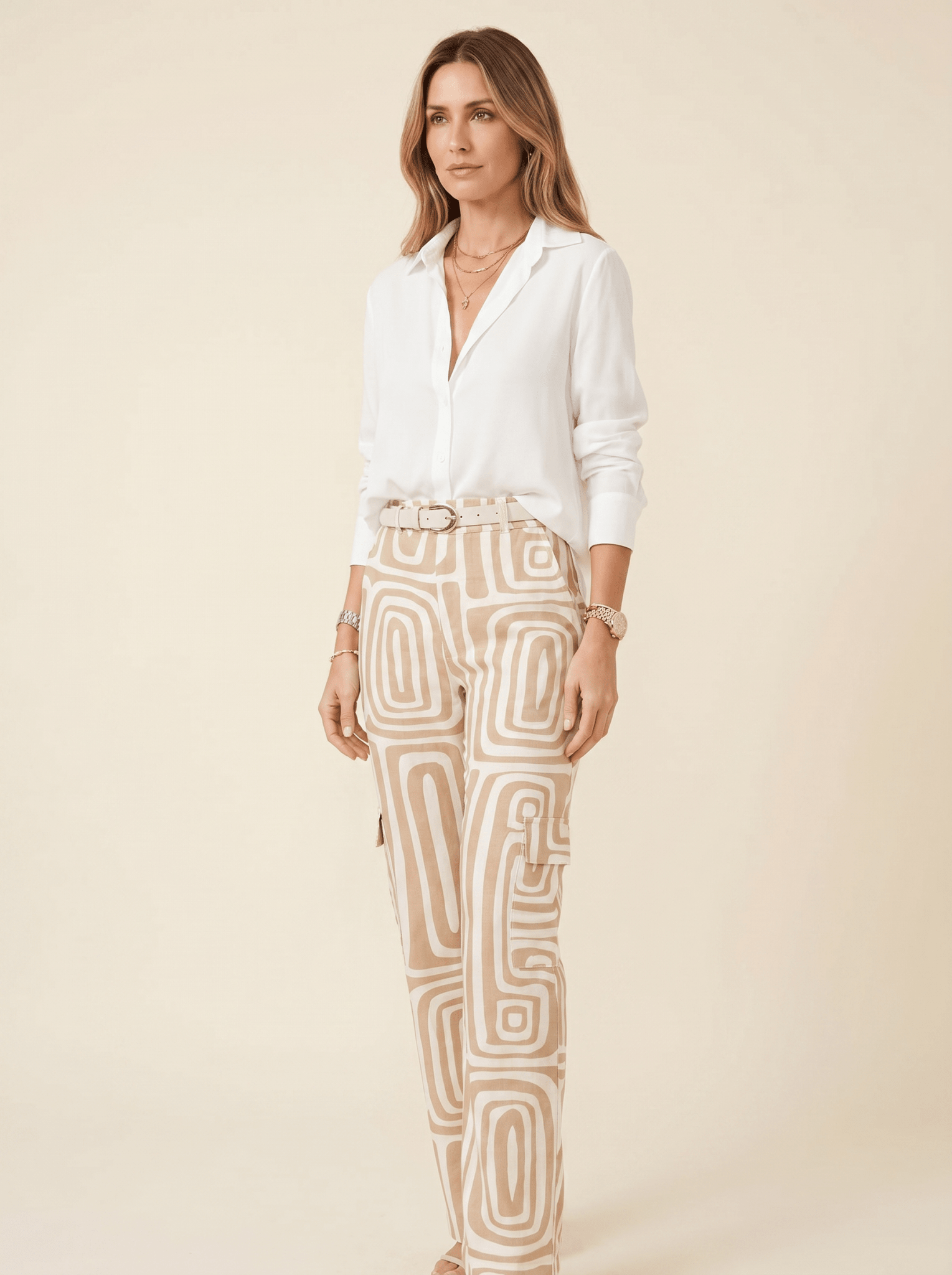 Women Two Piece Set Relaxed Top Elastic Waist Trousers - Evergreen Outfits - Women Set