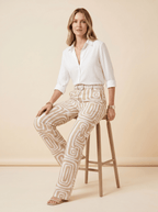 Women Two Piece Set Relaxed Top Elastic Waist Trousers - Evergreen Outfits - Women Set