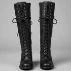 Women Boots | Knee-High Lace-Up Front with Block Heel