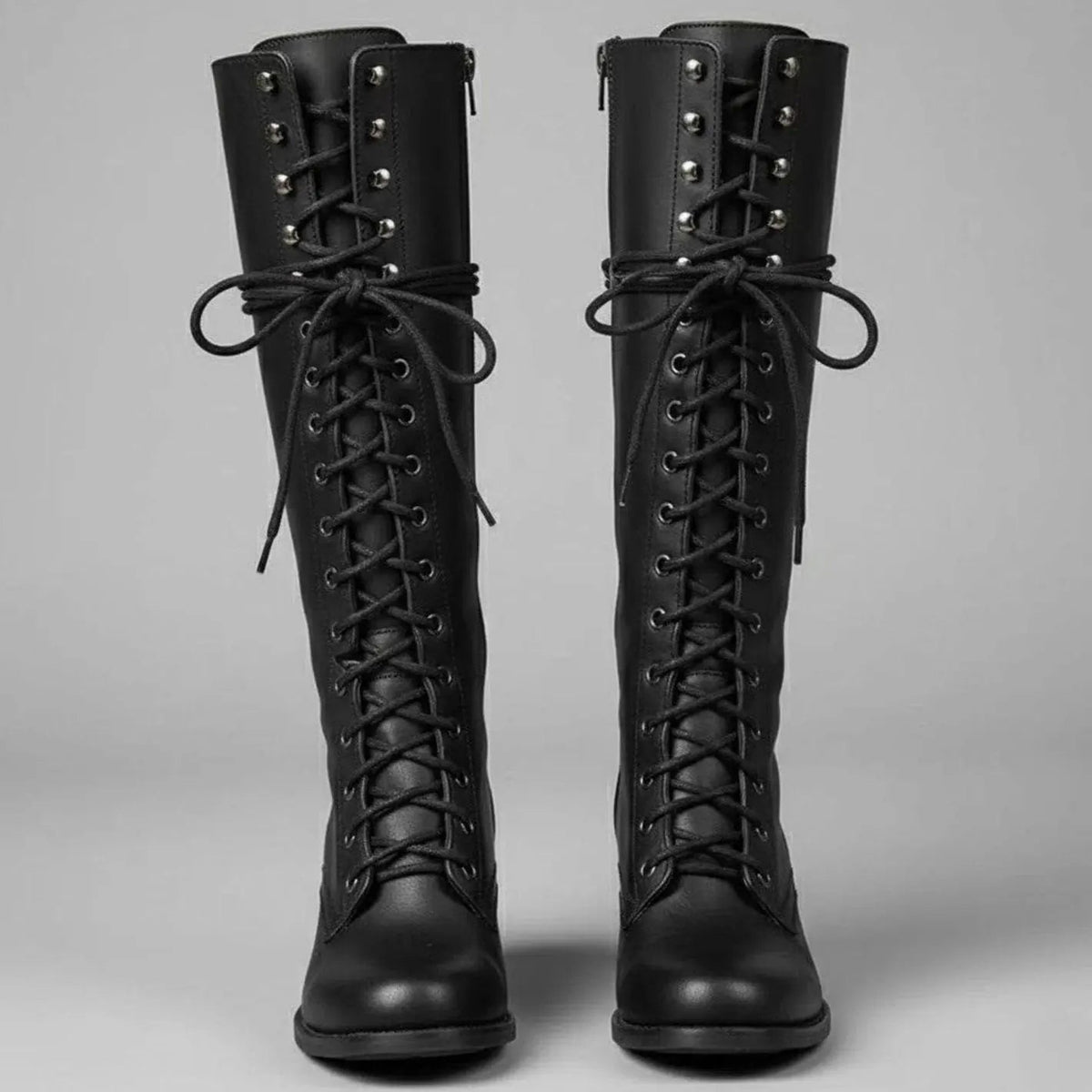 Women Boots | Knee-High Lace-Up Front with Block Heel