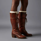 Women Boots | Knee-High Lace-Up Front with Block Heel
