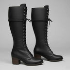 Women Boots | Knee-High Lace-Up Front with Block Heel