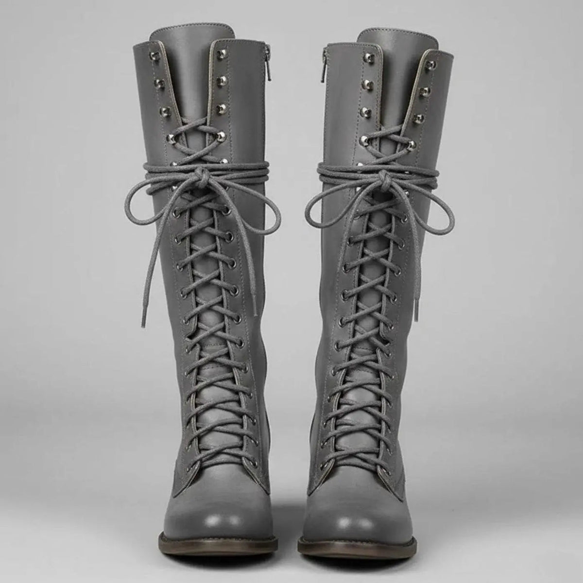 Women Boots | Knee-High Lace-Up Front with Block Heel
