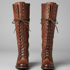 Women Boots | Knee-High Lace-Up Front with Block Heel