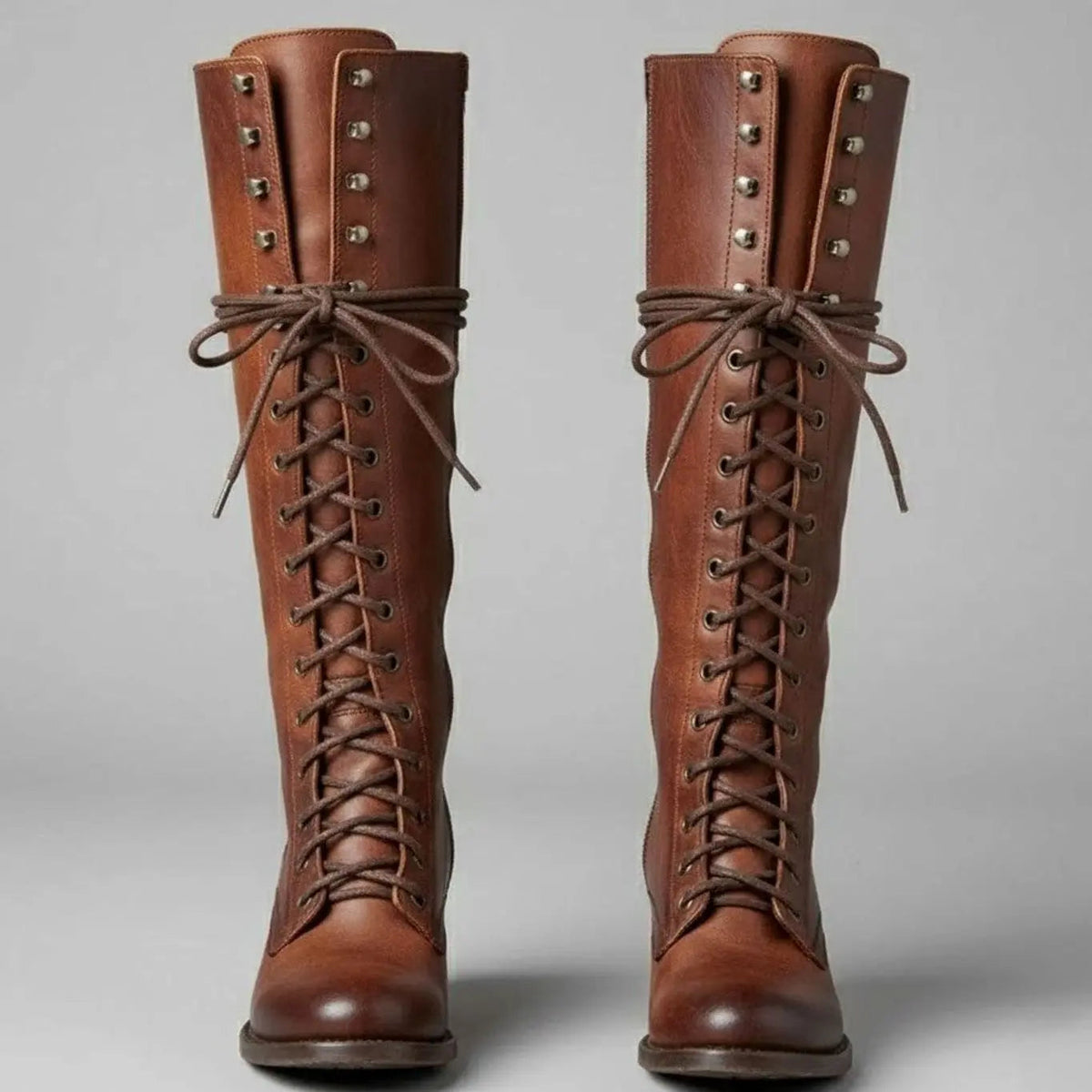 Women Boots | Knee-High Lace-Up Front with Block Heel