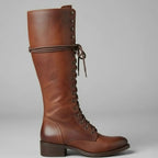 Women Boots | Knee-High Lace-Up Front with Block Heel