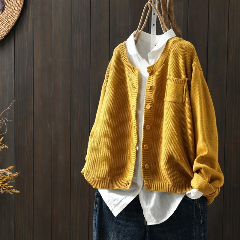 Women Cardigan | Oversized Fit with Full-Length Button Front