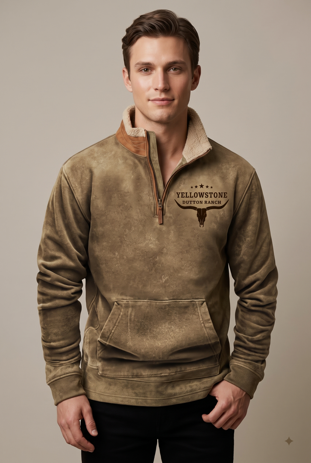 Men Sweatshirt | Quarter-Zip Fit with Sherpa-Lined Collar